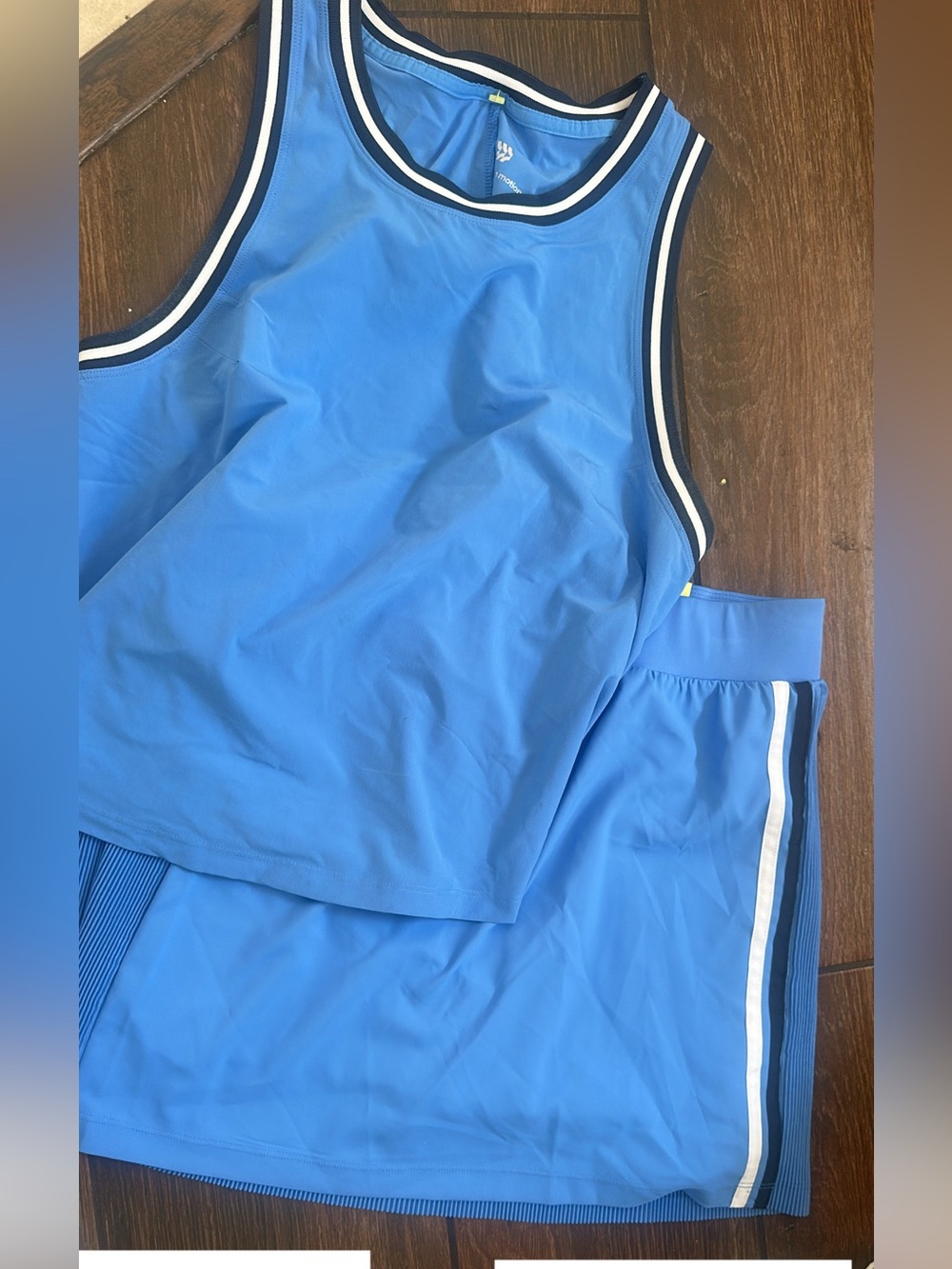 all in motion Blue Athletic Skirt Set with Navy & White Trim